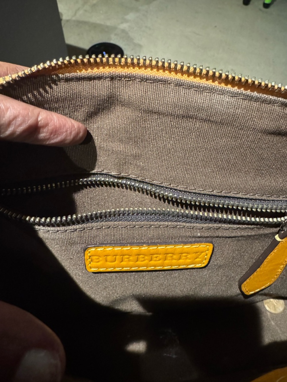 Burberry Beige Plaid Satchel with Yellow Trim - Picture 3 of 5